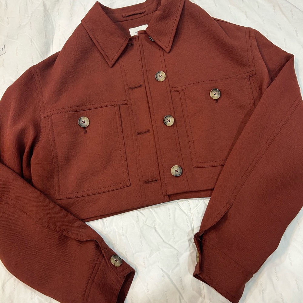 Aritzia Red Utility Cropped Jacket